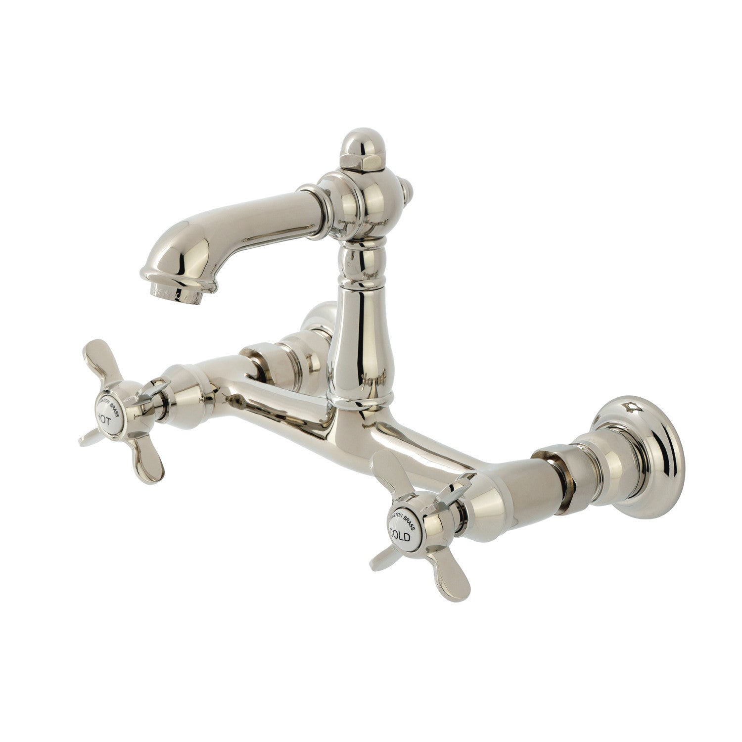 Kingston Heirloom KS7256BEX - Essex Double-Handle 2-Hole Wall Mount Bathroom Faucet, Polished Nickel — image 1